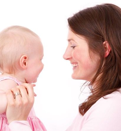 smiling lady and baby