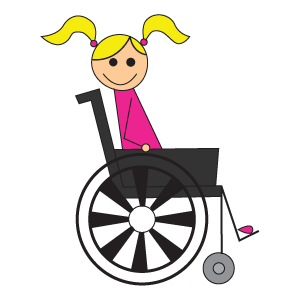 pink shirt girl in wheelchair