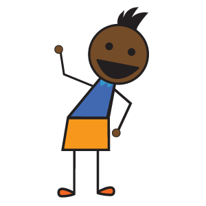 blue shirt boy waving